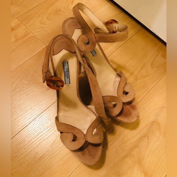 Prada Camoscio nude suede platform sandals 42 - Picture 15 of 16